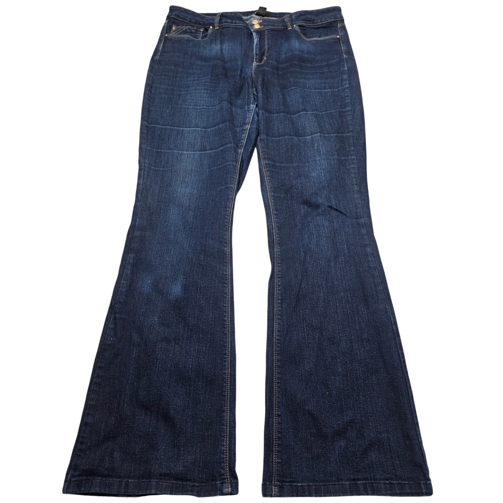 White House Black Market Contour Flare Jeans Dark Wash Blue Denim 14R
